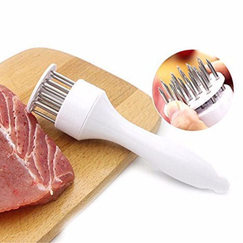 Amaciador Batedor de Carne Bife Com Furador Manual Aço Inox